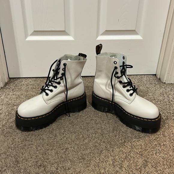 Dr Martens white leather pascal Max platform 1460 lace up combat boots new sz 9 - Picture 6 of 10